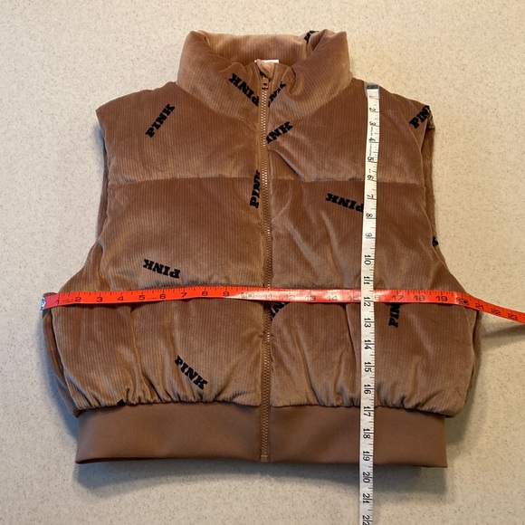 NWOTVictoria's Secret PINK Rib Velour Corduroy Crop Puffer Vest Women Size Large - Picture 6 of 13